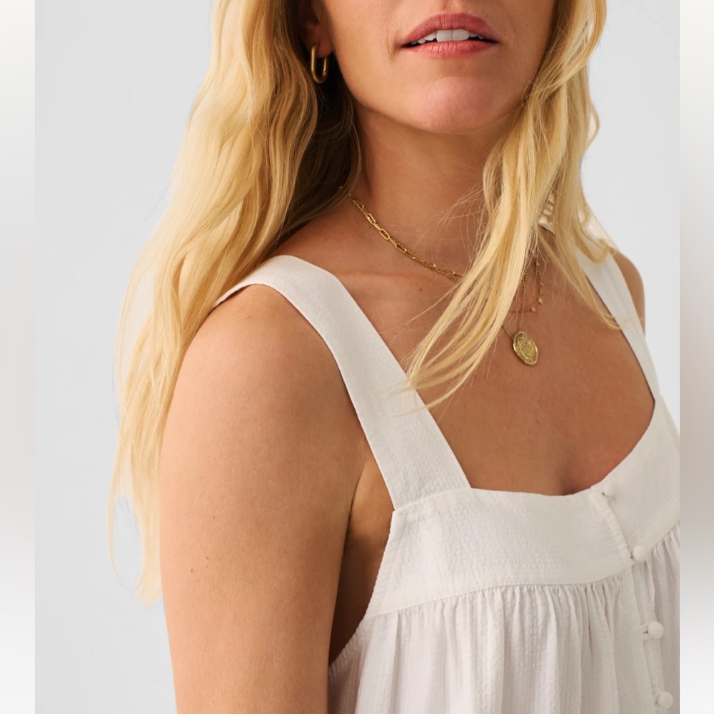 Faherty Marina Seersucker Dress in White Organic Cotton